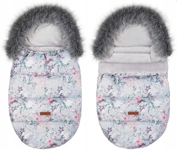 Dětský fusak do kočárku BABYMAM Premium - Levandulová zahrada/šedý