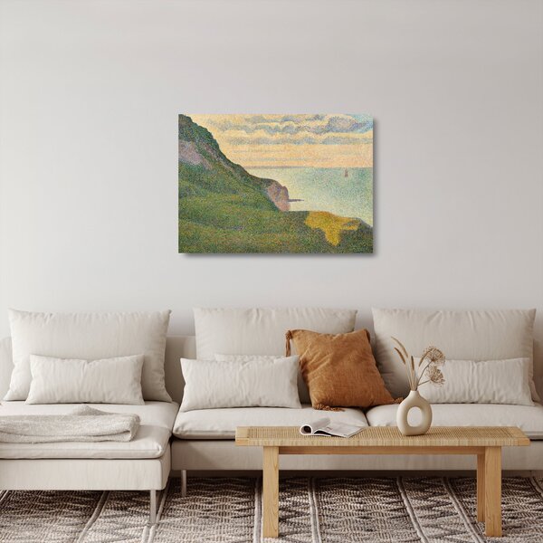 Skleněný obraz - Georges Seurat, Seascape at Port-en-Bessin, Normandy, reprodukce (70x50 cm)