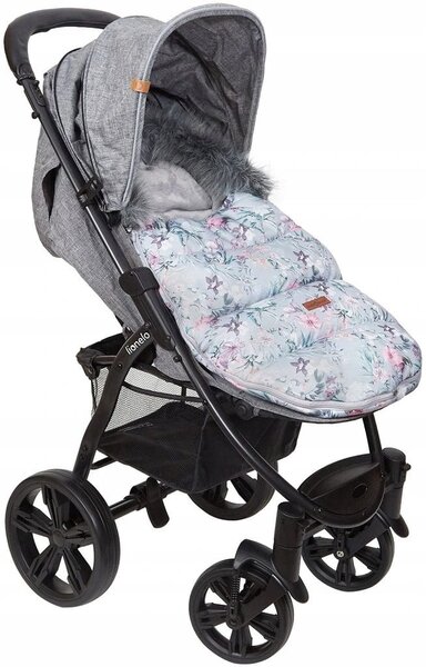 Dětský fusak do kočárku BABYMAM Premium - Levandulová zahrada/šedý