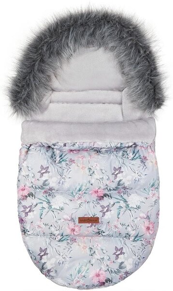 Dětský fusak do kočárku BABYMAM Premium - Levandulová zahrada/šedý