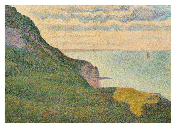 Skleněný obraz - Georges Seurat, Seascape at Port-en-Bessin, Normandy, reprodukce (70x50 cm)