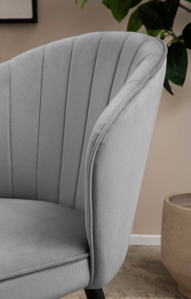Jídelní židle WOHNLING Set of 2 Velvet Grey Kitchen Chair with Metal Legs Skandinávská čalouněná židle s látkovým potahem Čalouněná židle