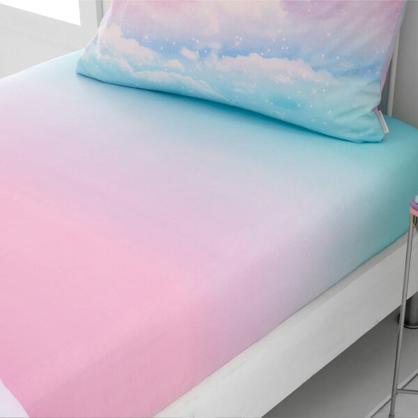 Modré/růžové napínací dětské prostěradlo na dvoulůžko 135x190 cm Ombre Rainbow Clouds – Catherine Lansfield