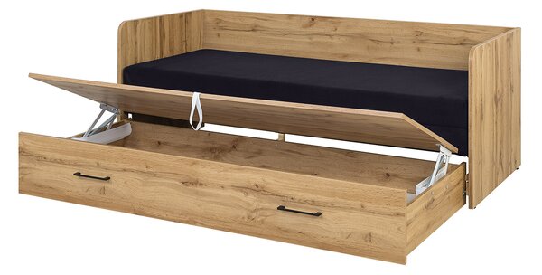Rozkládací postel 80 cm BRW Tetrix (dub wotan + černá)