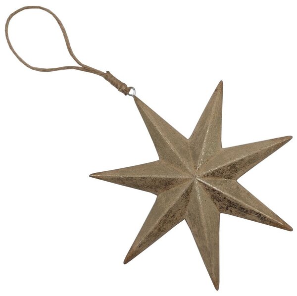 Hvězda zlatá dřevěná závěsná 16cm 3001602A