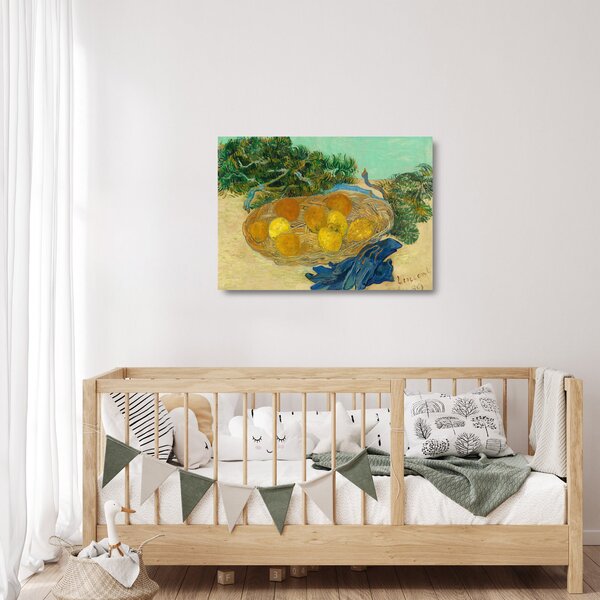 Skleněný obraz - Vincent van Gogh, Still Life of Oranges and Lemons with Blue Gloves, reprodukce (70x50 cm)