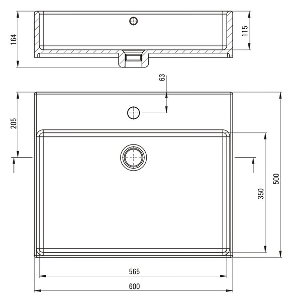 Deante Temisto umyvadlo 60x50 cm obdélníkový na pult bílá CDT_6U6S