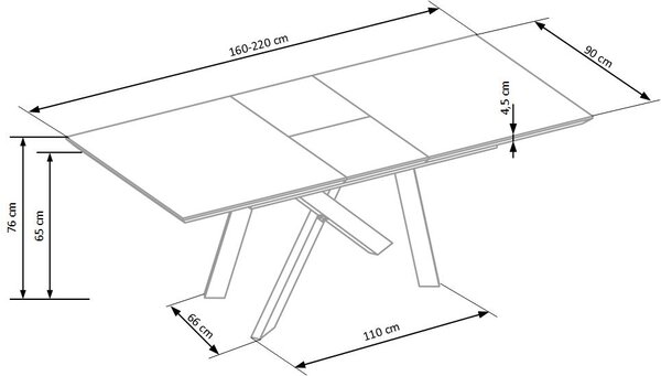Halmar Rozkládací jídelní stůl CAPITAL 160(200)x90 dub zlatý/černý