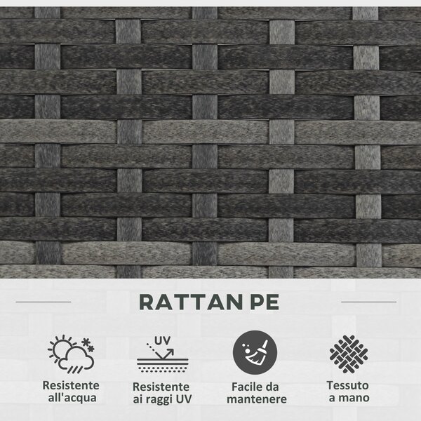 Outsunny Zahradní Truhlík s Trellis pro Popínavé Rostliny, Vyvýšený Truhlík se 2 Vnitřními Květináči, Ocelový Rám a PE Ratan, 57x30x107cm, Šedá | Aoso