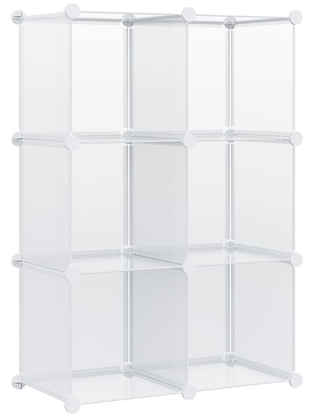 HOMCOM Modulární botník šetřící prostor se stohovatelným designem, 6 boxů z PP plastu, 65x32x95cm, Transparentní | Aosom