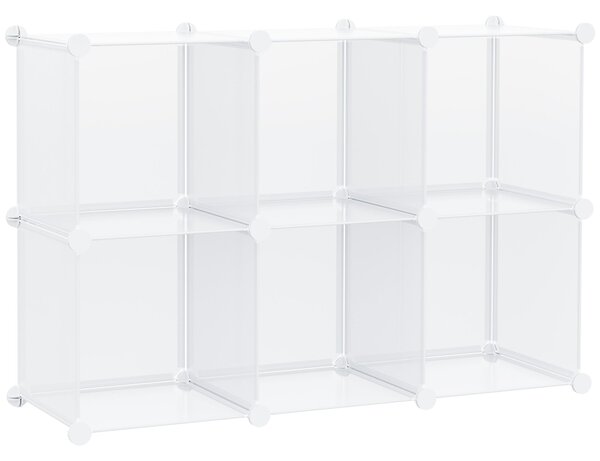 HOMCOM Modulární botník šetřící prostor se stohovatelným designem, 6 boxů z PP plastu, 65x32x95cm, Transparentní | Aosom