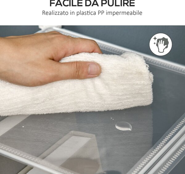 HOMCOM Modulární botník šetřící prostor se stohovatelným designem, 6 boxů z PP plastu, 65x32x95cm, Transparentní | Aosom