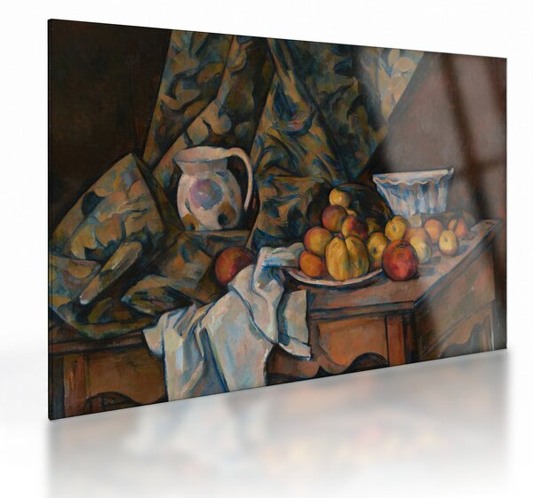 Skleněný obraz - Paul Cézanne, Still Life with Apples and Peaches, reprodukce (70x50 cm)