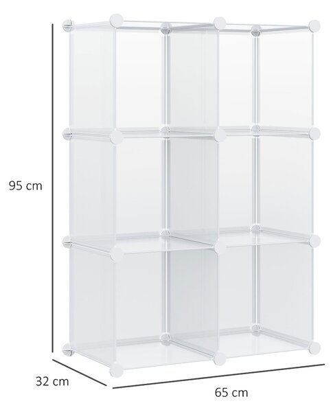HOMCOM Modulární botník šetřící prostor se stohovatelným designem, 6 boxů z PP plastu, 65x32x95cm, Transparentní | Aosom