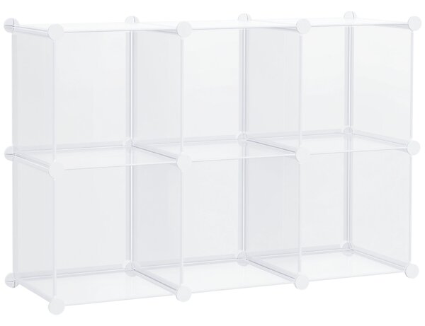 HOMCOM Modulární botník šetřící prostor se stohovatelným designem, 6 boxů z PP plastu, 65x32x95cm, Transparentní | Aosom