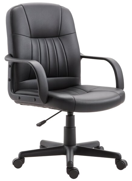 Ergonomická a otočná kancelářská židle Vinsetto, kancelářské křeslo s nastavitelnou výškou v umělé kůži 60x60x94-103cm Černá | Aosom