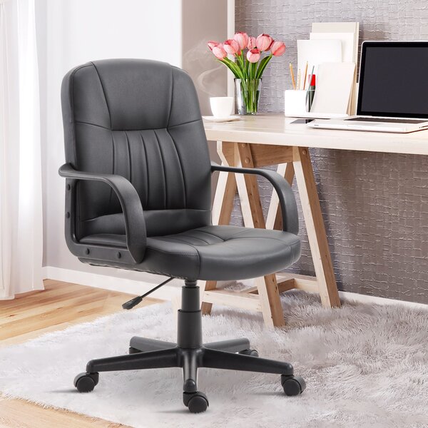Ergonomická a otočná kancelářská židle Vinsetto, kancelářské křeslo s nastavitelnou výškou v umělé kůži 60x60x94-103cm Černá | Aosom