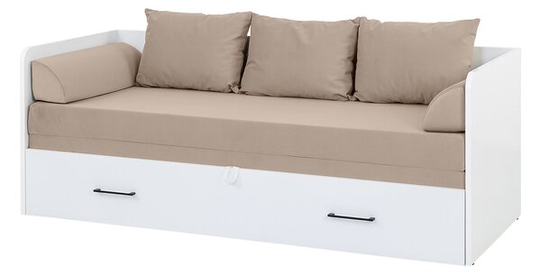 Rozkládací postel 80 cm BRW Tetrix (lesk bílý + béžová)