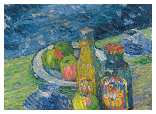 Skleněný obraz - Alexej von Jawlensky, Still Life with Bottles and Fruit, reprodukce (70x50 cm)
