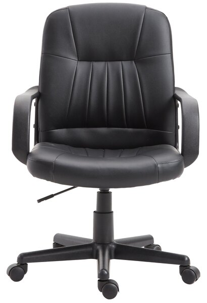 Ergonomická a otočná kancelářská židle Vinsetto, kancelářské křeslo s nastavitelnou výškou v umělé kůži 60x60x94-103cm Černá | Aosom