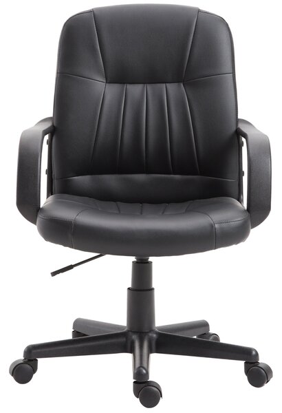 Ergonomická a otočná kancelářská židle Vinsetto, kancelářské křeslo s nastavitelnou výškou v umělé kůži 60x60x94-103cm Černá | Aosom