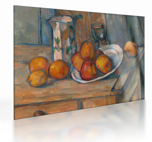 Skleněný obraz - Paul Cézanne, Still Life with Milk Jug and Fruit, reprodukce (70x50 cm)