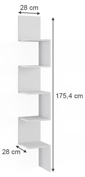 Rohová police Vicco Paolo Bílá 28 x 175.4 cm Sada 2 kusů, Model 52097