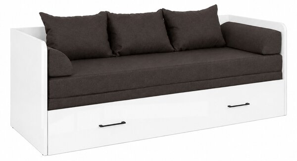 Rozkládací postel 80 cm BRW Tetrix (lesk bílý + hnědá)