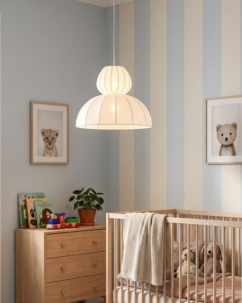 Závěsná lampa GOELETTE Umělé hedvábí Bílá