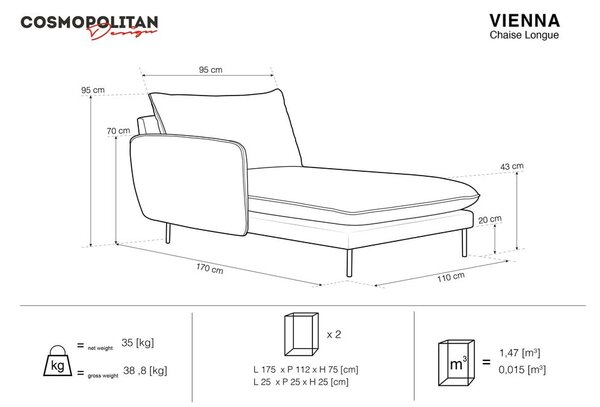 Béžová lenoška Cosmopolitan Design Vienna, levý roh