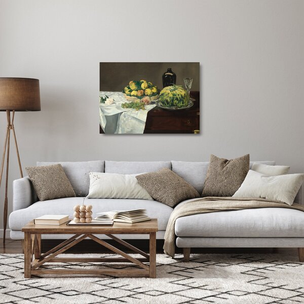 Skleněný obraz - Edouard Manet, Still Life with Melon and Peaches, reprodukce (70x50 cm)
