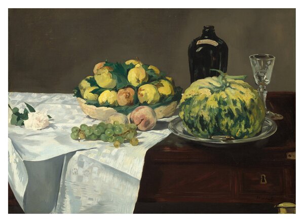 Skleněný obraz - Edouard Manet, Still Life with Melon and Peaches, reprodukce (70x50 cm)