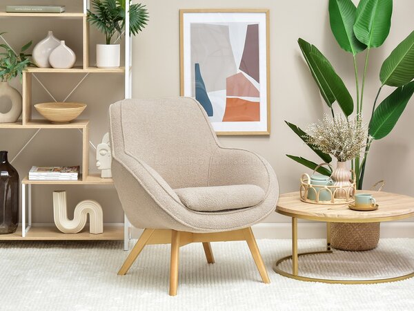 Relaxační křeslo Merch (béžová + dub). Akce -9%