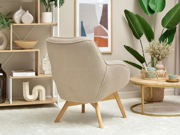 Relaxační křeslo Merch (béžová + dub). Akce -9%