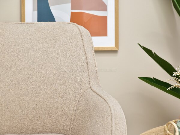 Relaxační křeslo Merch (béžová + dub). Akce -9%