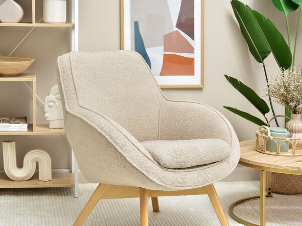 Relaxační křeslo Merch (béžová + dub). Akce -9%