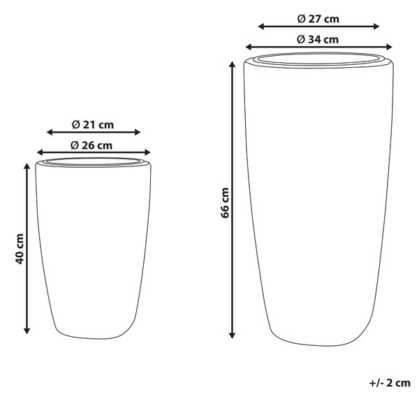Sada 2 květináčů CHELONE Umělý ratan 26/34 cm Černá