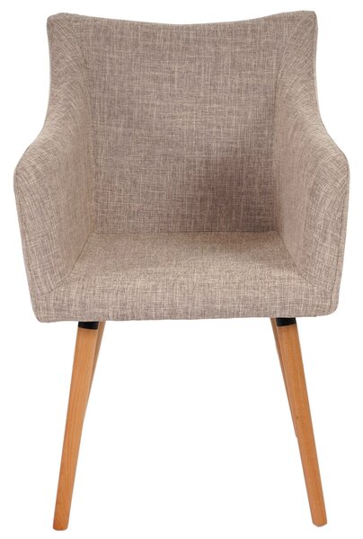 Jídelní židle Malmö T382, Židle Kuchyňská židle, Retro design 50. let Textil, krémová/šedá