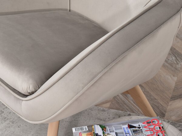 Designové křeslo Merch (béžová + dub). Akce -14%