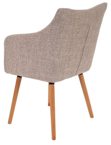 Jídelní židle Malmö T382, Židle Kuchyňská židle, Retro design 50. let Textil, krémová/šedá