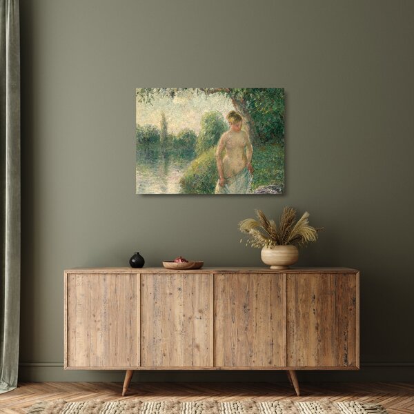Skleněný obraz - Camille Pissarro, The Bather, reprodukce (70x50 cm)