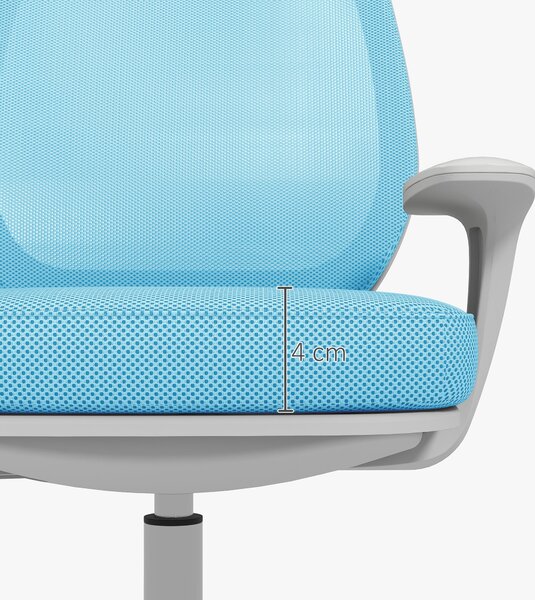 Ergonomická židle Vinsetto z prodyšného materiálu s 5 kolečky, nastavitelná kancelářská židle, 55x48x82.5-94.5 cm, modrá | Aosom