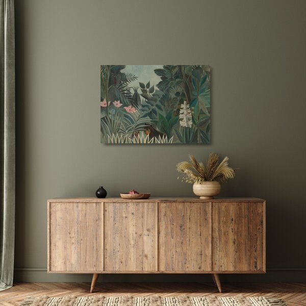 Skleněný obraz - Henri Rousseau, The Equatorial Jungle, reprodukce (70x50 cm)