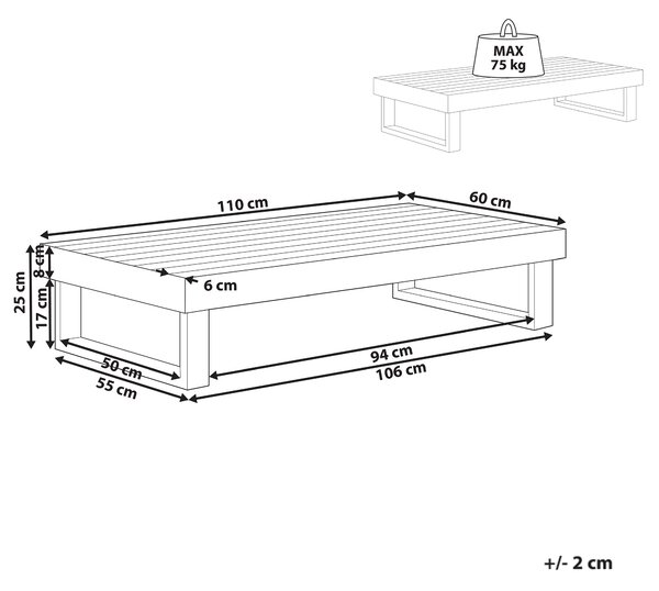 Zahradní konferenční stolek MARETTIMO 60 cm 110 cm Certifikované akáciové dřevo Hnědá