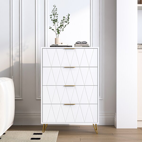 Komoda se zásuvkami, 60 x 34 x 90 cm, skříňka se 4 zásuvkami, úzká komoda, úložná komoda, skříňka do obývacího pokoje, ložnice, předsíně