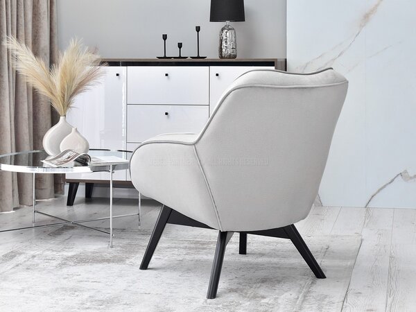 Designové křeslo Merch (šedá + dub). Akce -14%
