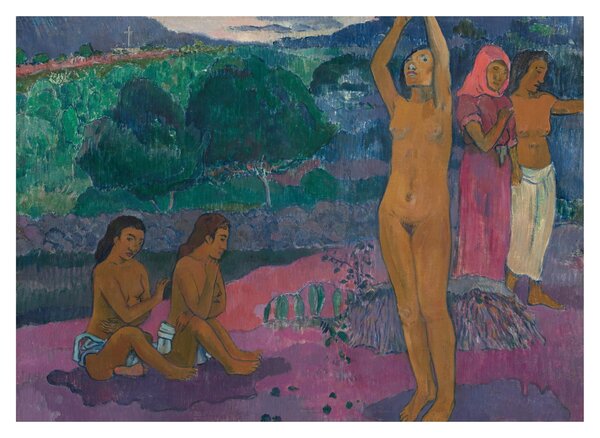 Skleněný obraz - Paul Gauguin, The Invocation, reprodukce (70x50 cm)