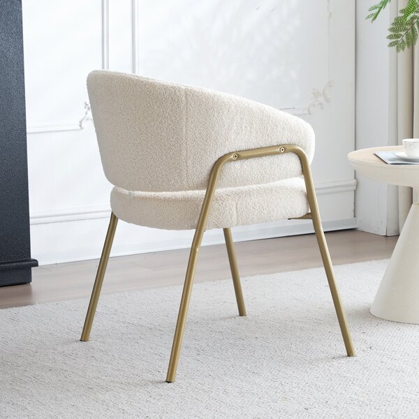 Sweiko White Jídelní židle Modern Lamb Velvet Spraygold Jídelní židle ve zlatém provedení (1 ks), Jídelní židle se zlatými nohami