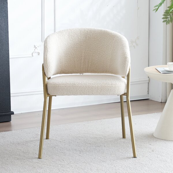 Sweiko White Jídelní židle Modern Lamb Velvet Spraygold Jídelní židle ve zlatém provedení (1 ks), Jídelní židle se zlatými nohami