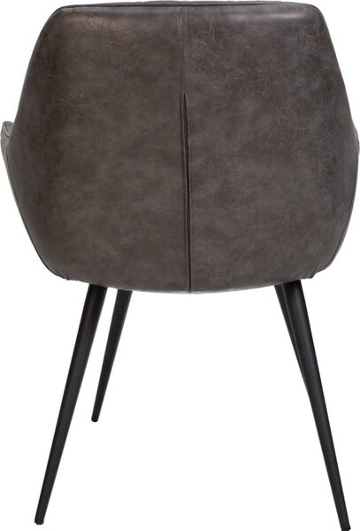 Jídelní židle Happyment Gerio – antracitová – umělá kůže – kovové nohy – 1 kus – výška sedáku 49 cm